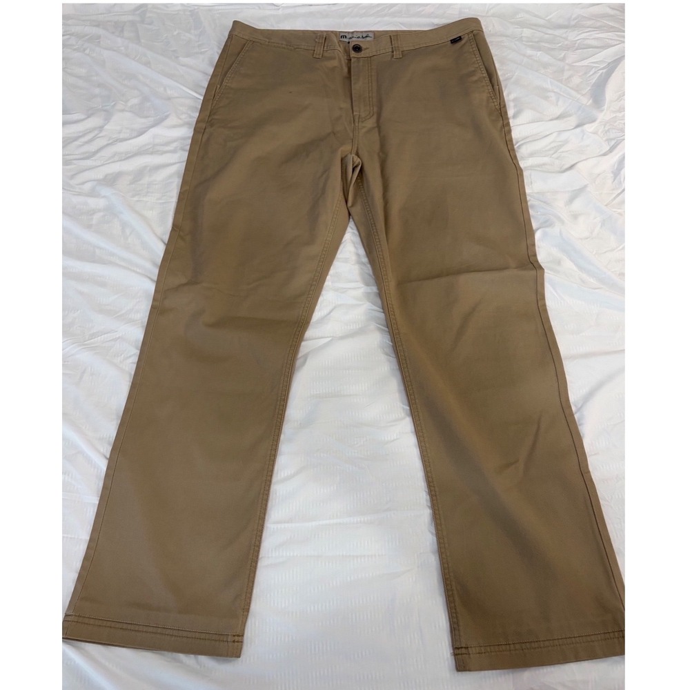 TravisMathew Mens Khaki Chino‎ Pants Size 38 Straight Leg Cotton Tencel Blend